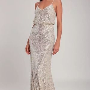 Lulus Brodway Silver Sequin Maxi Dress